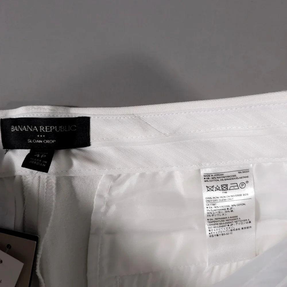 Banana Republic Sloan Crop Pants Womens 4P White Petite Stretch Trousers New - Picture 3 of 8